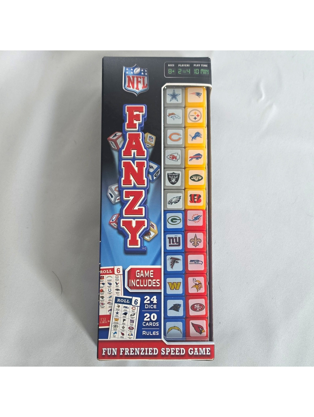 MasterPieces NFL Fanzy Speed Dice Game Complete Set 24 Dice 20 Cards Ages 8+